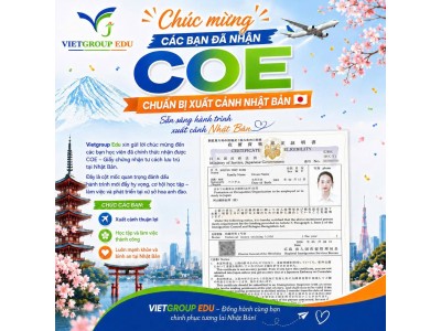 CHÚC MỪNG HỌC VIÊN HOÀN THÀNH CỘT MỐC NHẬN COE NHẬT BẢN CHÚC MỪNG HỌC VIÊN HOÀN THÀNH CỘT MỐC NHẬN COE NHẬT BẢN